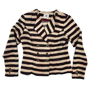 Cabi #5094 Nautical Cruise Blazer Jacket Size 6 Women's Striped Navy Blue Red